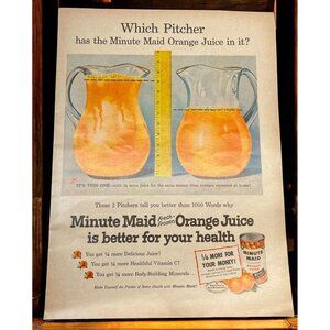 Minute Maid Orange Juice Vintage Print Ad 1950s Frozen OJ Mid Century Kitchen